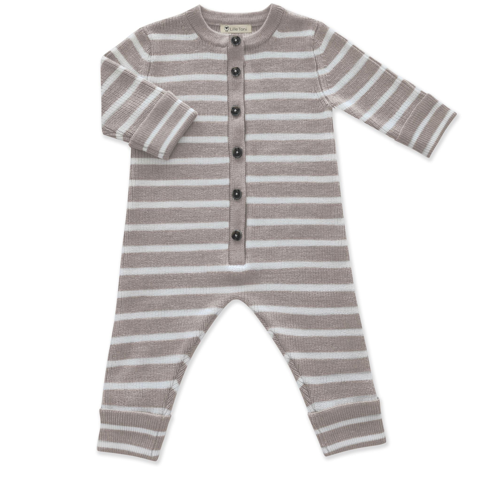 Strampler "Thea" in camel/ creme gestreift