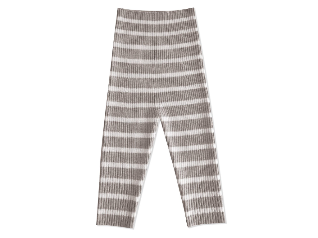 Babyhose aus Merinowolle in camel offwhite gestreift zum Krempeln der Beine und des Bündchens